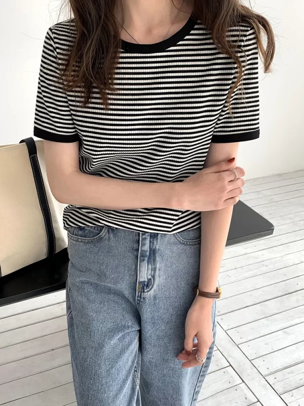Striped Short Sleeve T-Shirt - Image 8